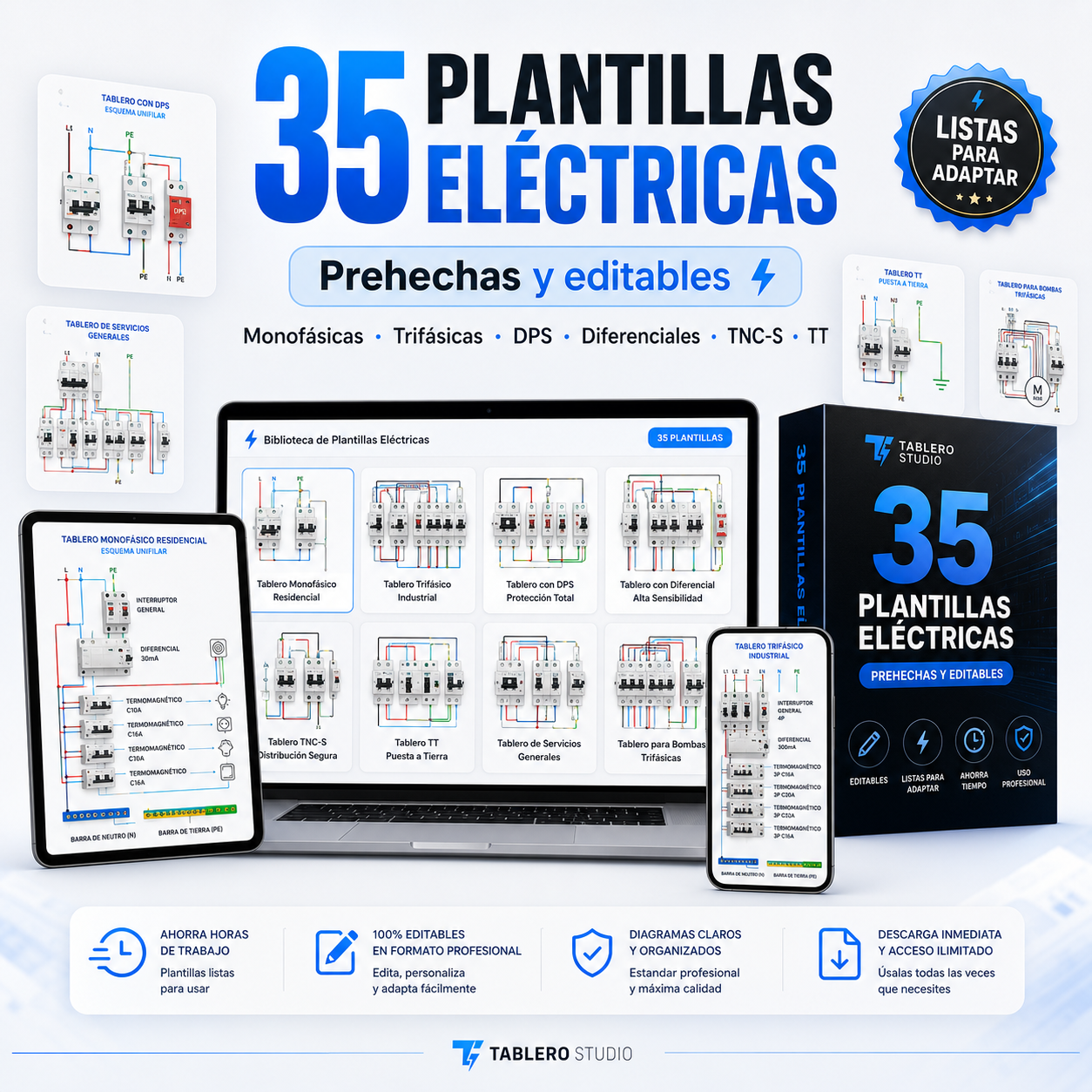 Biblioteca de 35 Plantillas editables reales
